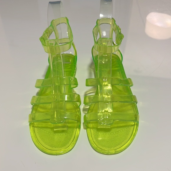 Jelly Sandals 90’s style, adjustable ankle strap, Lime Green Sz 5 - Picture 2 of 10